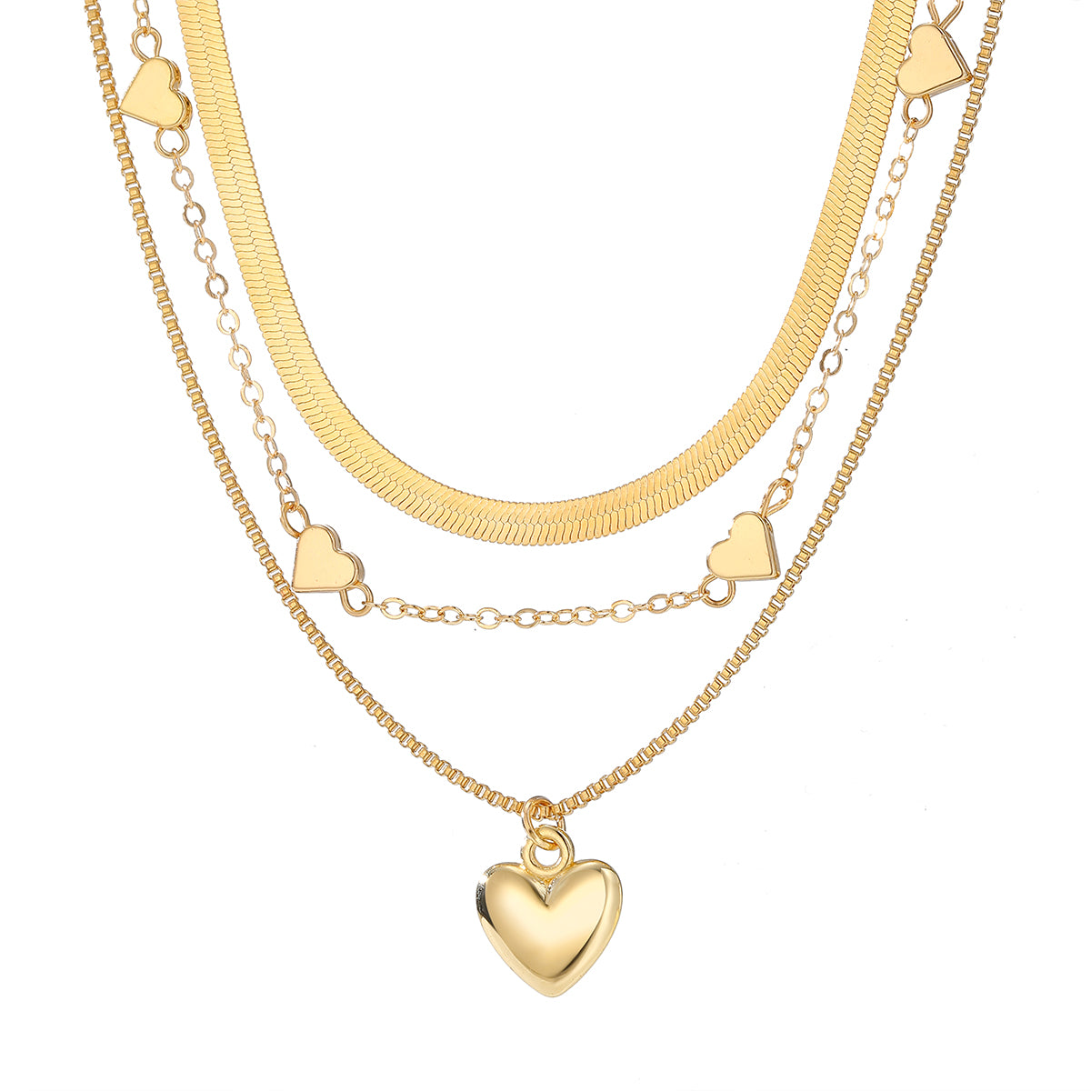 Collana a strati oro con ciondolo cuore – Girocollo elegante