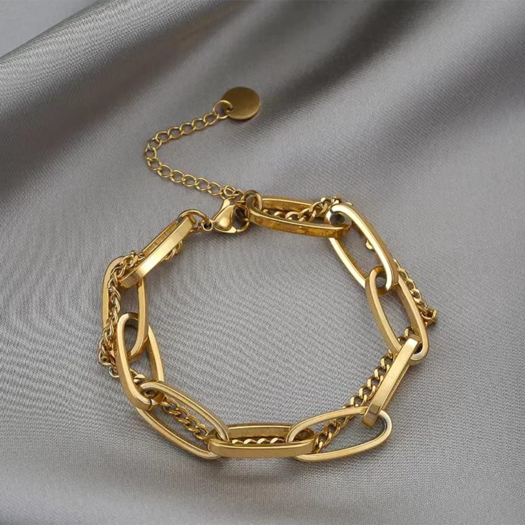 Bracciale a Maglie placcato oro in acciaio inox