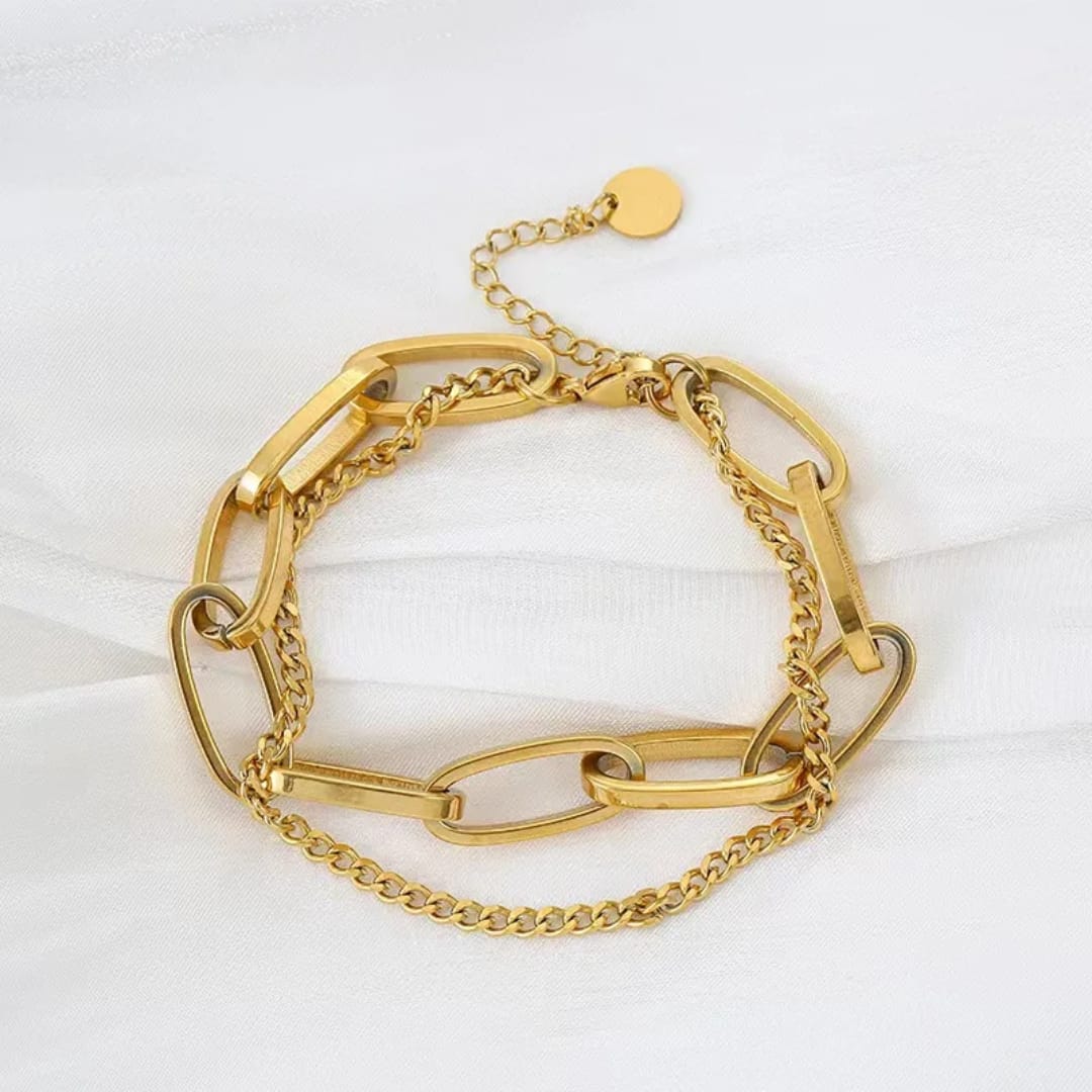 Bracciale a Maglie placcato oro in acciaio inox