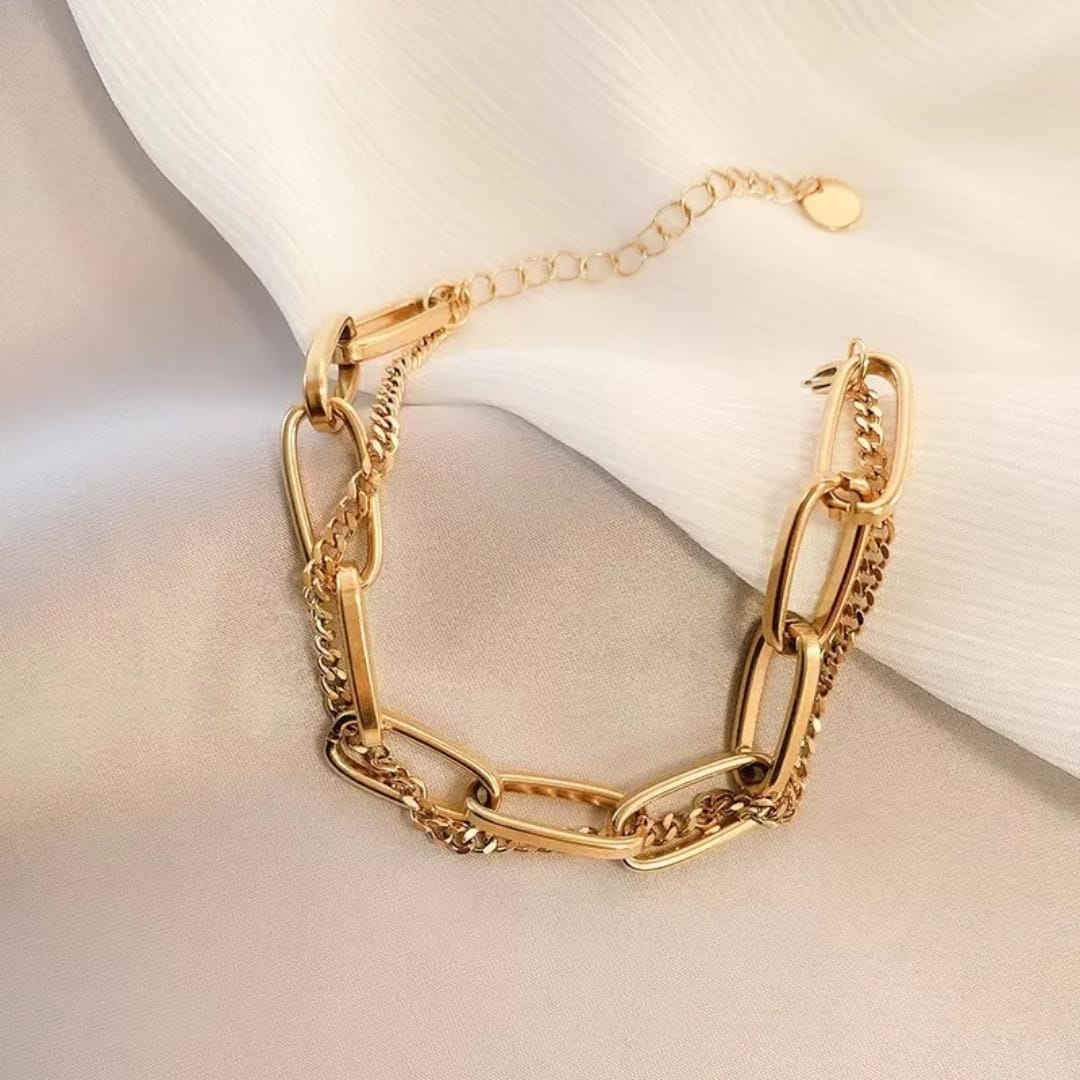 Bracciale a Maglie placcato oro in acciaio inox