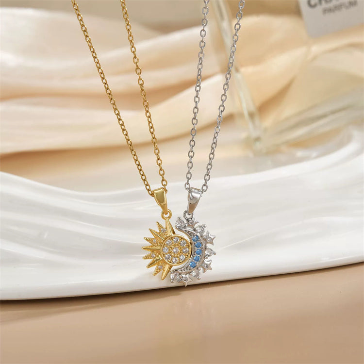 Collana Sole luna in acciaio inox