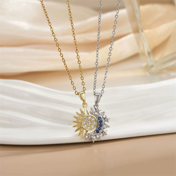 Collana Sole luna in acciaio inox