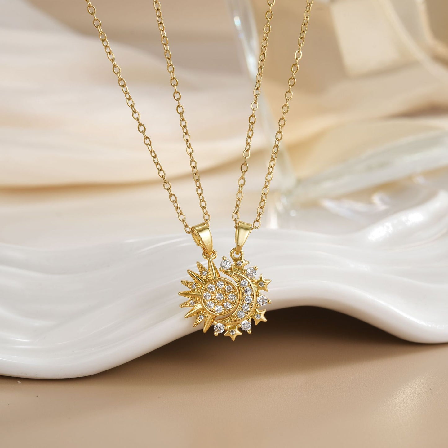 Collana Sole luna in acciaio inox