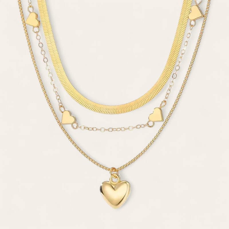 Collana a strati oro con ciondolo cuore – Girocollo elegante