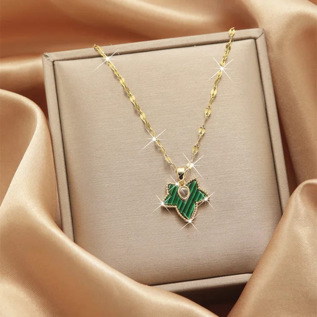 Collana quadrifoglio verde