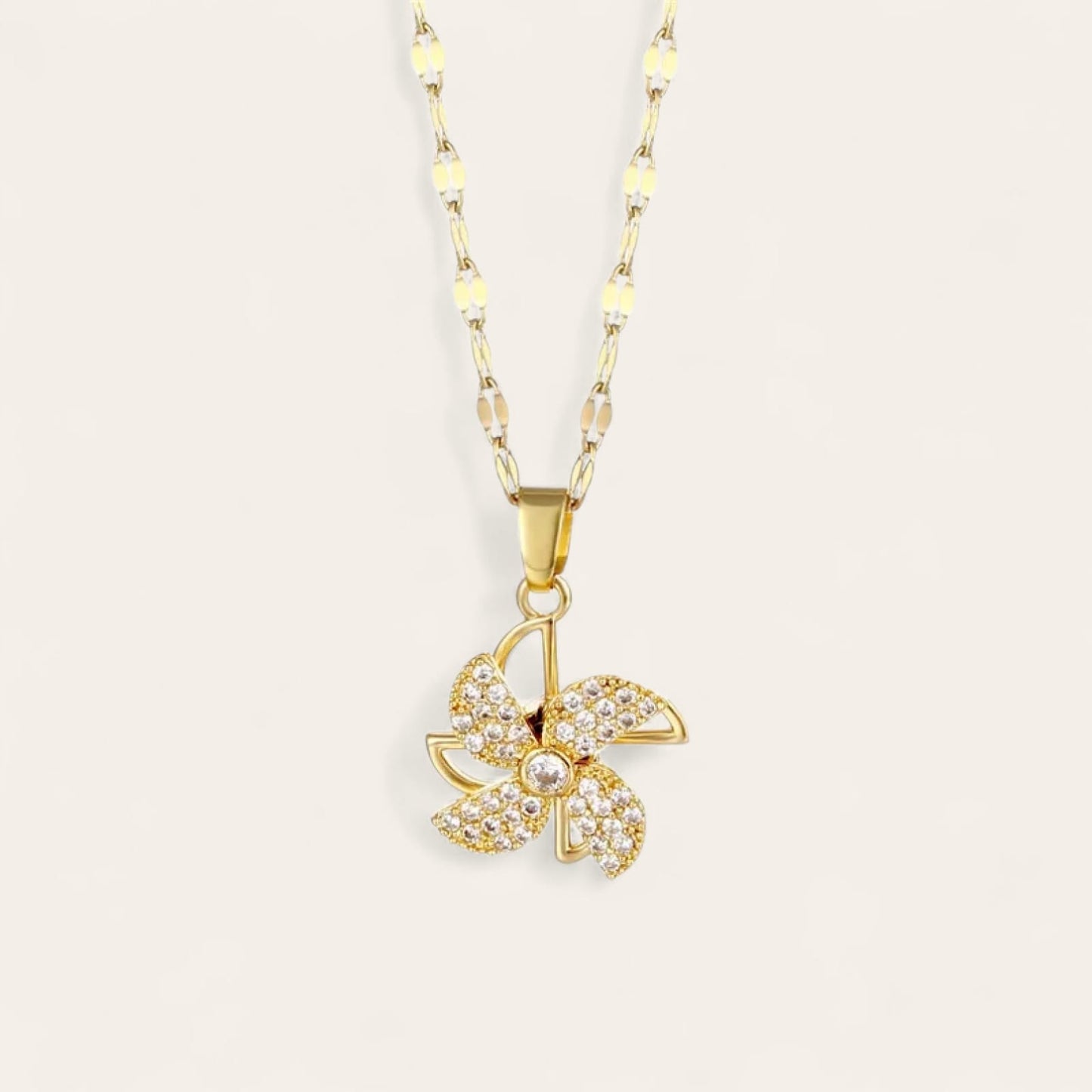 Collana rotante con ciondolo a forma di girasole