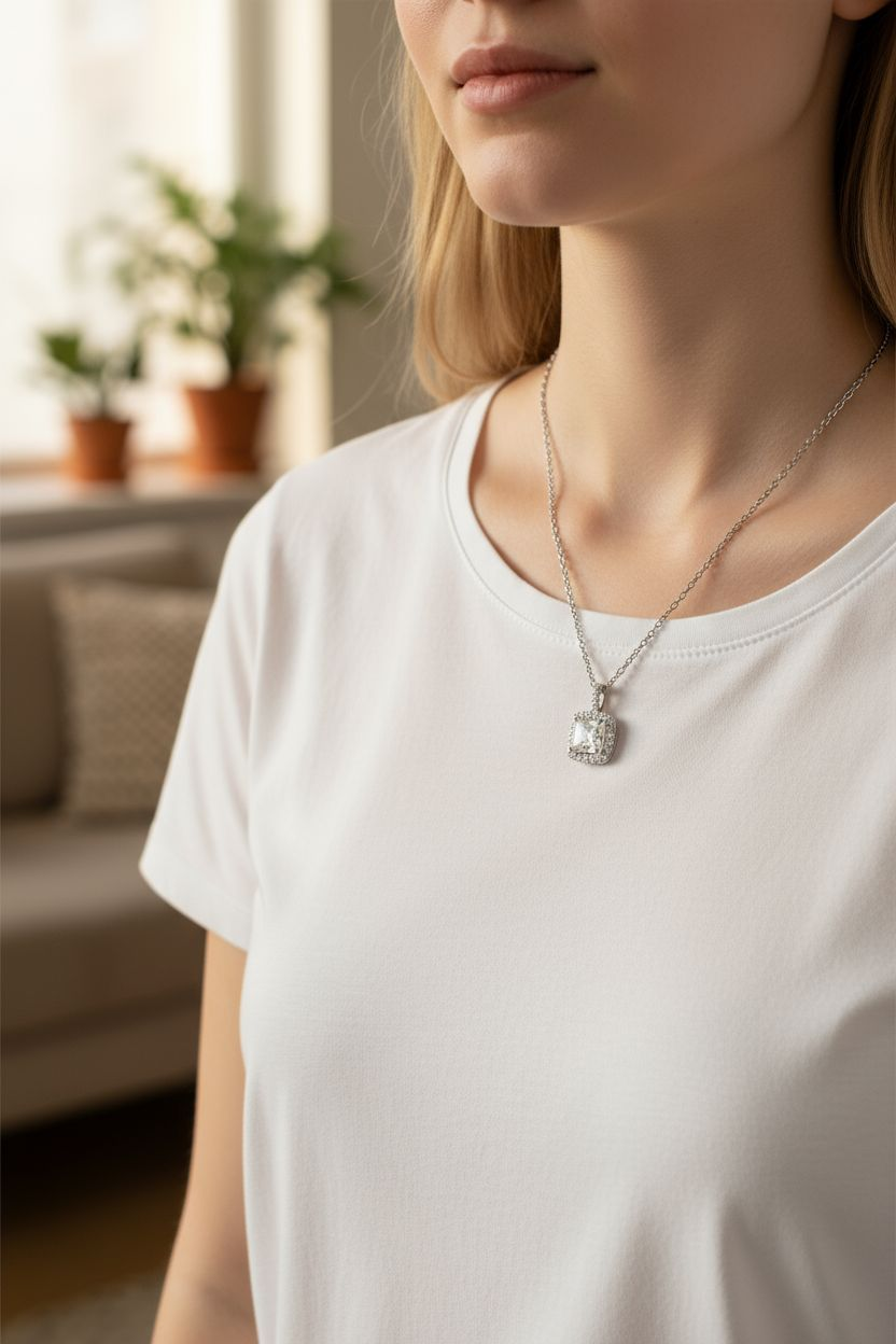 Collana pendente zircone argento
