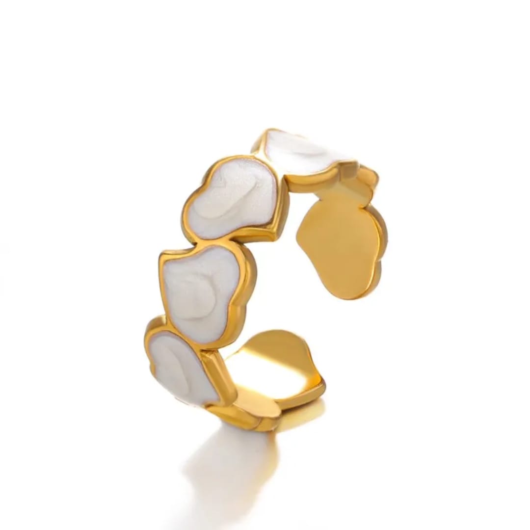 Anello con cuori in acciaio inox