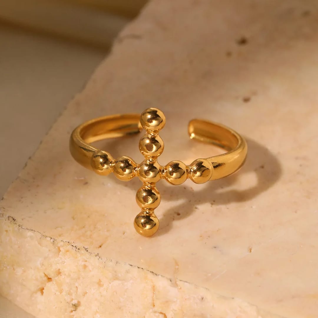 anello croce in acciaio inox