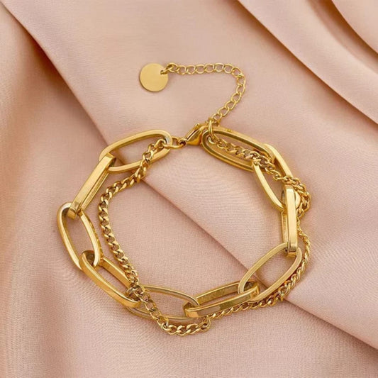 Bracciale a Maglie placcato oro in acciaio inox