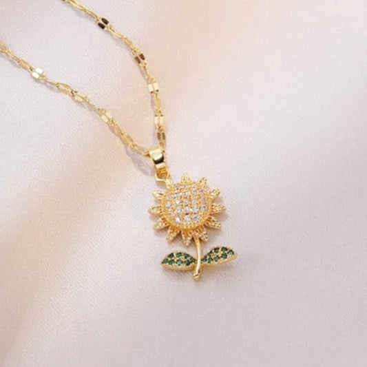 Collana Fiore di Sole – Pendente Girasole Incastonato