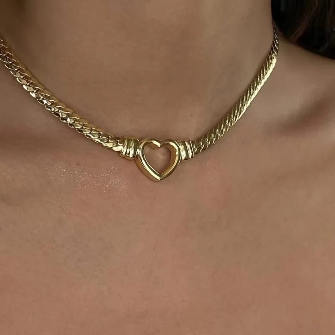 Collana cuore di acciaio in acciaio inox