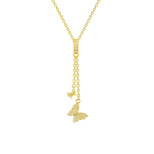 Collana pendente con ciondolo farfalla in acciaio inox