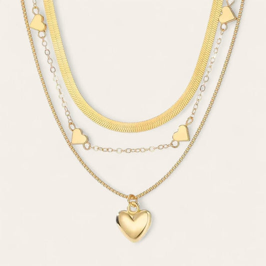 Collana a strati oro con ciondolo cuore – Girocollo elegante