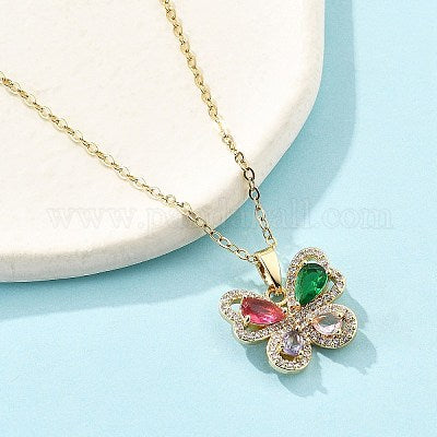 Collana a Farfalla con Cristalli Multicolore e Placcatura in Oro