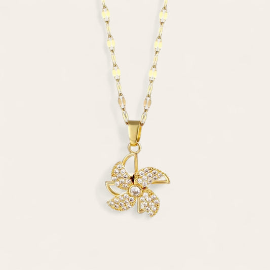 Collana rotante con ciondolo a forma di girasole