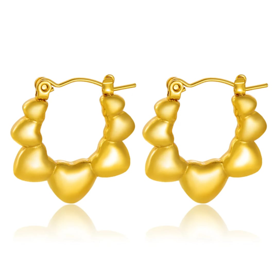 Orecchini cerchi con cuore in acciaio inox