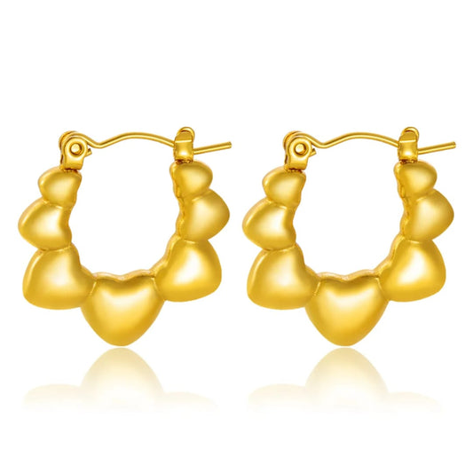 Orecchini cerchi con cuore in acciaio inox